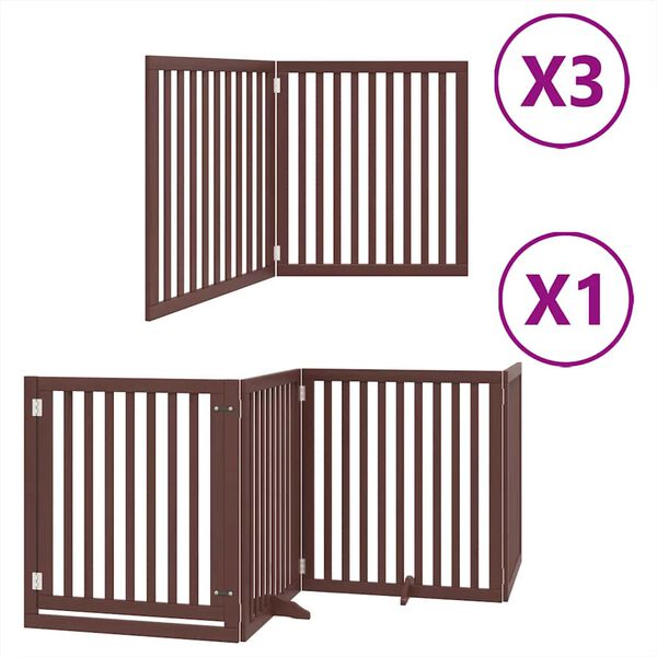 vidaXL Barrière pour chien porte pliable 10 panneaux bois de peuplier