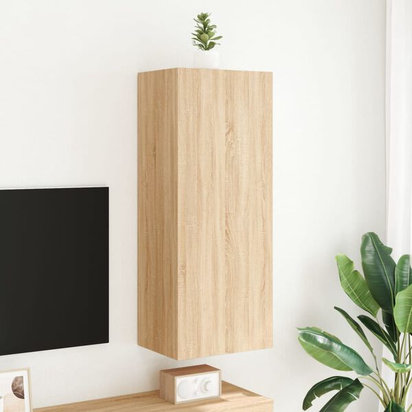 vidaXL Meuble TV mural ch&ecirc;ne sonoma 40,5x30x102 cm bois d'ing&eacute;nierie