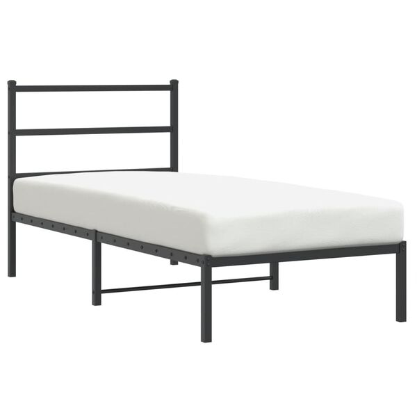 vidaXL Cadre de lit m&eacute;tal sans matelas avec t&ecirc;te de lit noir 90x200 cm