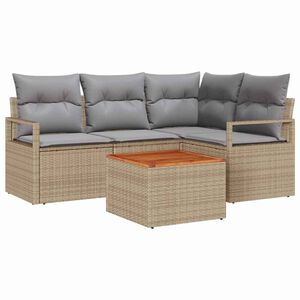 vidaXL Ensemble de canap&eacute; de jardin 5 pc Beige polyrotin