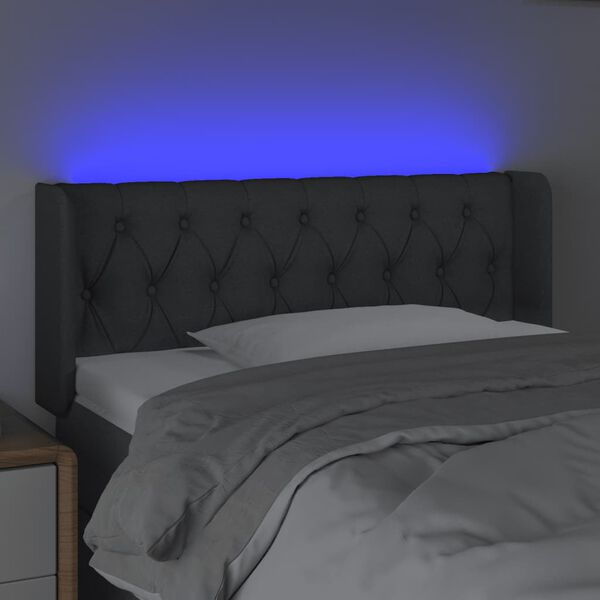 vidaXL T&ecirc;te de lit &agrave; LED Gris fonc&eacute; 103x16x78/88 cm Tissu
