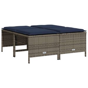 vidaXL Tabourets de jardin avec coussins lot de 4 gris r&eacute;sine tress&eacute;e
