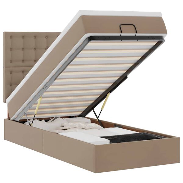VidaXL Cadre de lit ottoman et matelas cappuccino 90x190 cm similicuir
