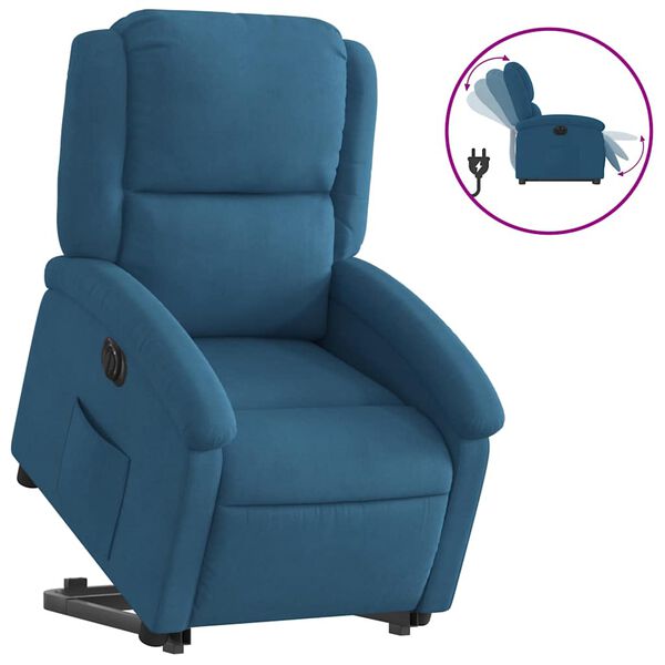 vidaXL Fauteuil inclinable &eacute;lectrique bleu velours