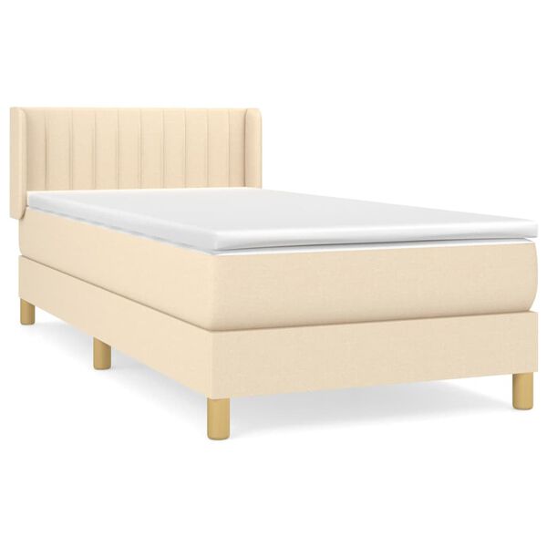 vidaXL Sommier &agrave; lattes de lit avec matelas Cr&egrave;me 100x200 cm Tissu