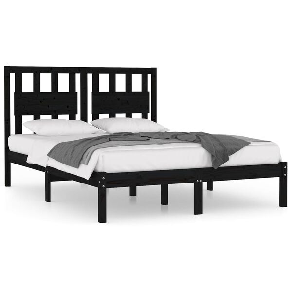 vidaXL Cadre de lit sans matelas noir bois massif