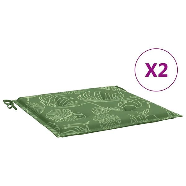 vidaXL Coussins de chaise lot de 2 motif de feuilles 40x40x4 cm tissu
