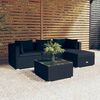 vidaXL Salon de jardin 5 pcs avec coussins Résine tressée Noir