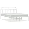 vidaXL Cadre de lit m&eacute;tal sans matelas et t&ecirc;te de lit blanc 160x200 cm