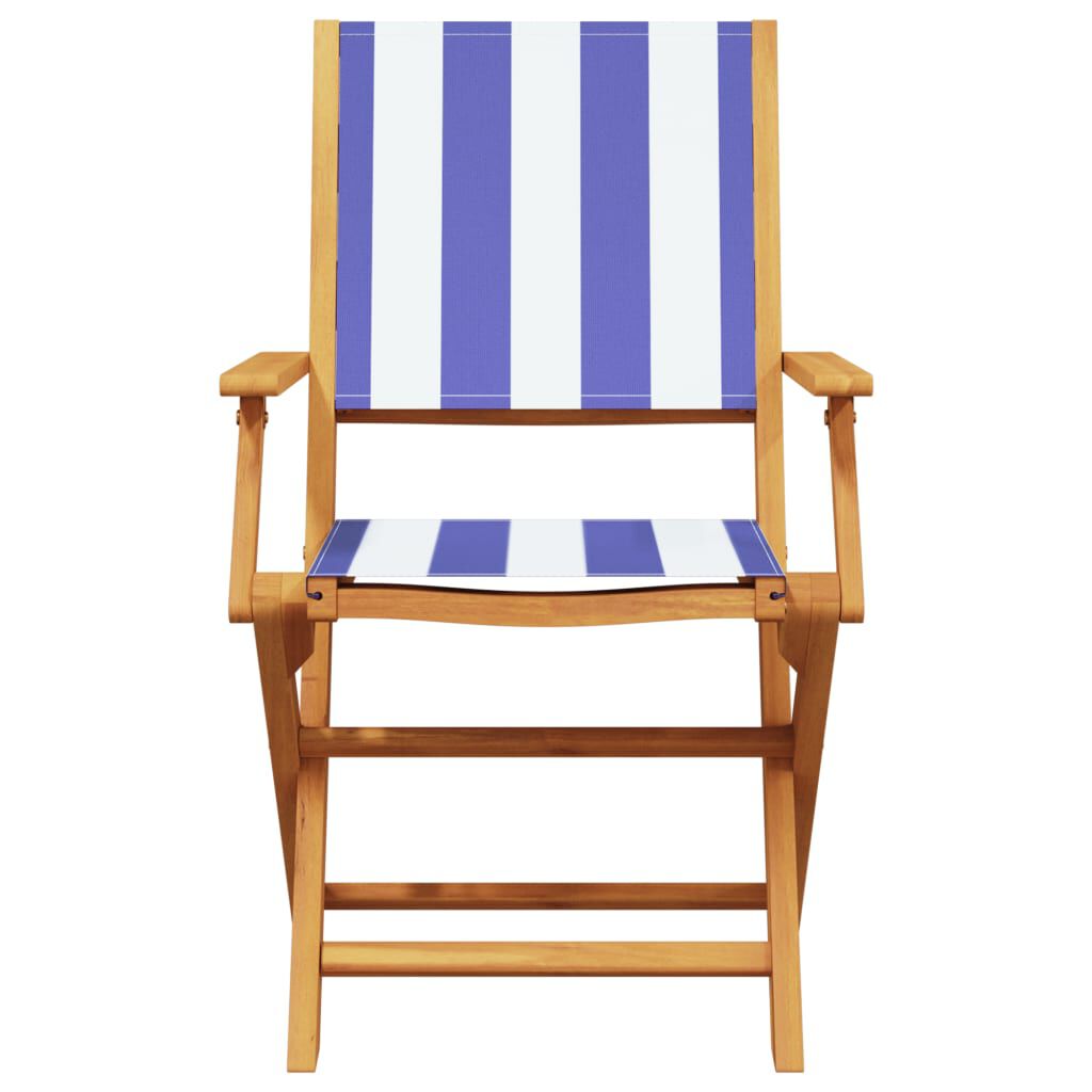 vidaXL Ensemble à manger de jardin 5 pcs bleu blanc tissu bois massif