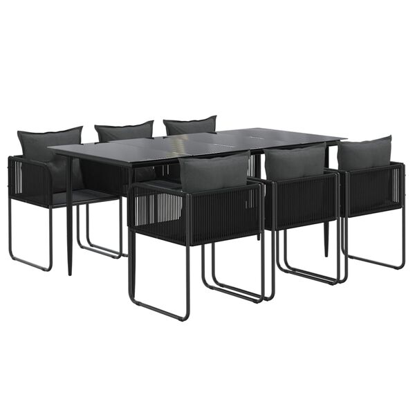 vidaXL Ensemble à manger de jardin 7 pcs Noir