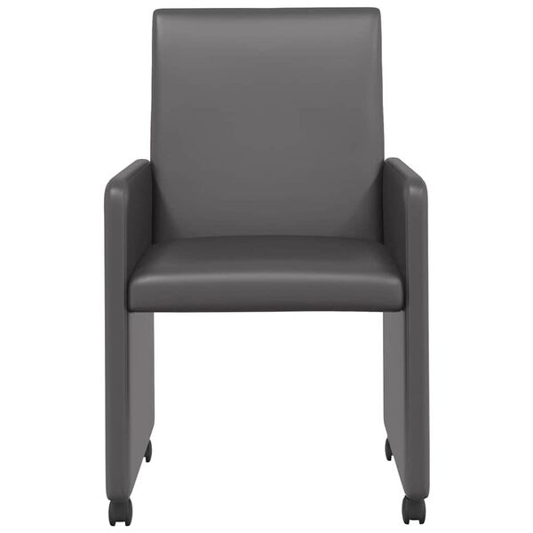 vidaXL Chaises de Salle &agrave; Manger avec Roues 2 pcs Gris 57 x 66 x 94 cm