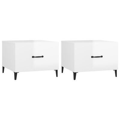 vidaXL Tables basses avec pieds métal 2 pcs Blanc brillant 50x50x40 cm