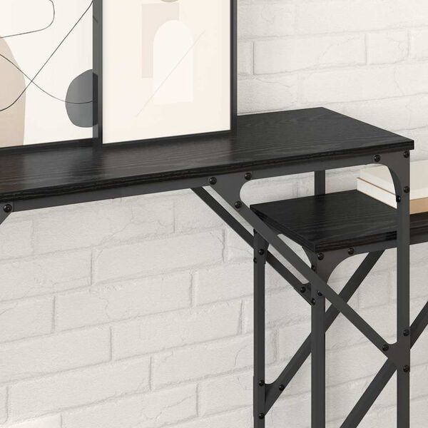 vidaXL Table console 2 pcs Chêne noir 100 x 28 x 75 cm
