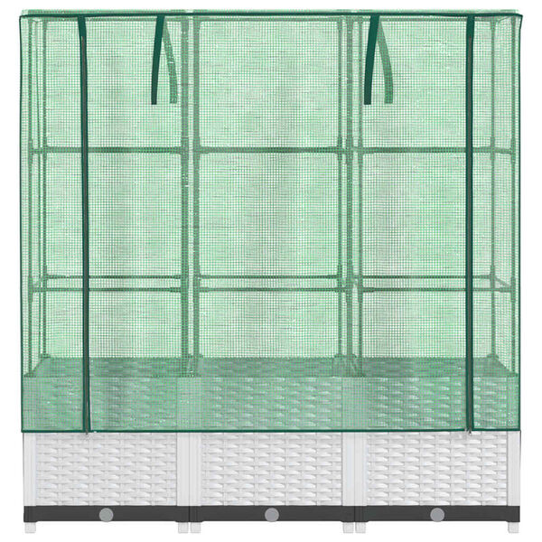 vidaXL Jardini&egrave;re sur&eacute;lev&eacute;e avec housse aspect rotin 120x40x138 cm