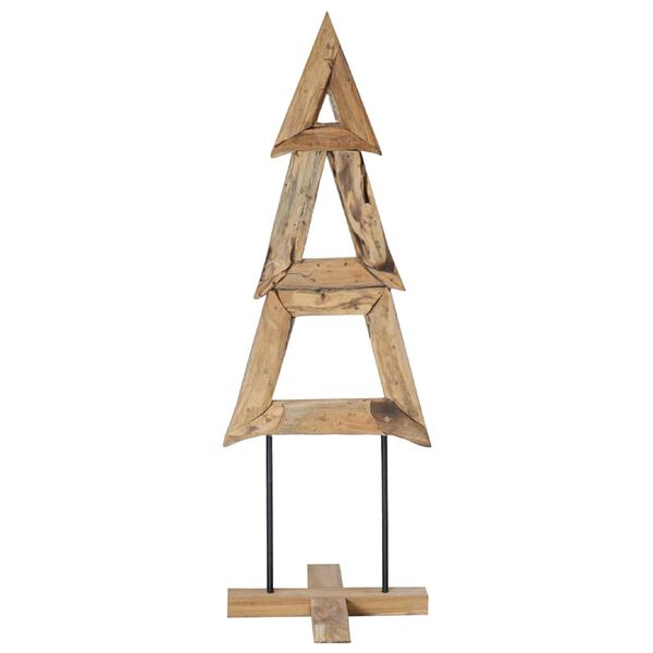 vidaXL Sapin de No&euml;l avec support Marron 120 cm Bois de teck solide