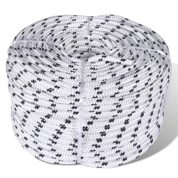 vidaXL Corde de bateau tress&eacute;e Polyester 8 mm 500 m Blanc