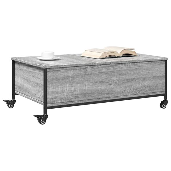 vidaXL Table basse avec roulettes sonoma gris bois d'ingénierie