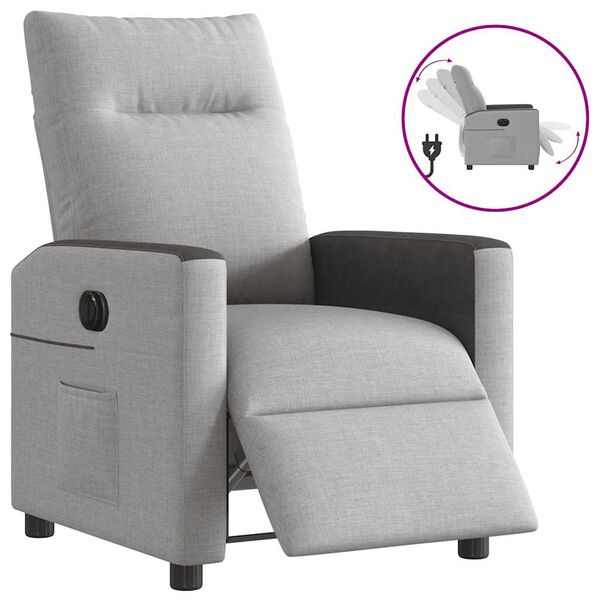vidaXL Fauteuil inclinable électrique gris nuage tissu