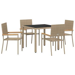 vidaXL Ensemble de salle &agrave; manger pour jardin 5 pcs Beige polyrotin