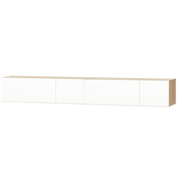 vidaXL Meubles TV 2 pcs bois d’ingénierie chêne et blanc brillant