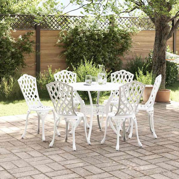 vidaXL Ensemble de salle &agrave; manger pour jardin 7 pcs Blanc Aluminium