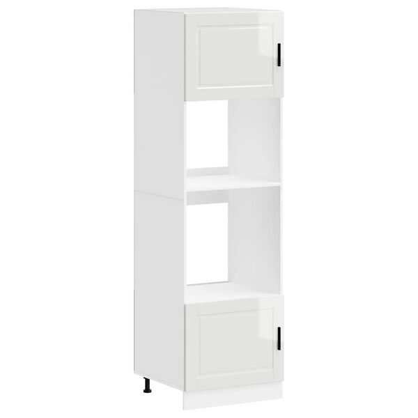 vidaXL Armoires de four 2 pcs Porto blanc brillant bois d'ing&eacute;nierie