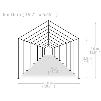vidaXL Tente de réception PE 6 x 16 m Blanc