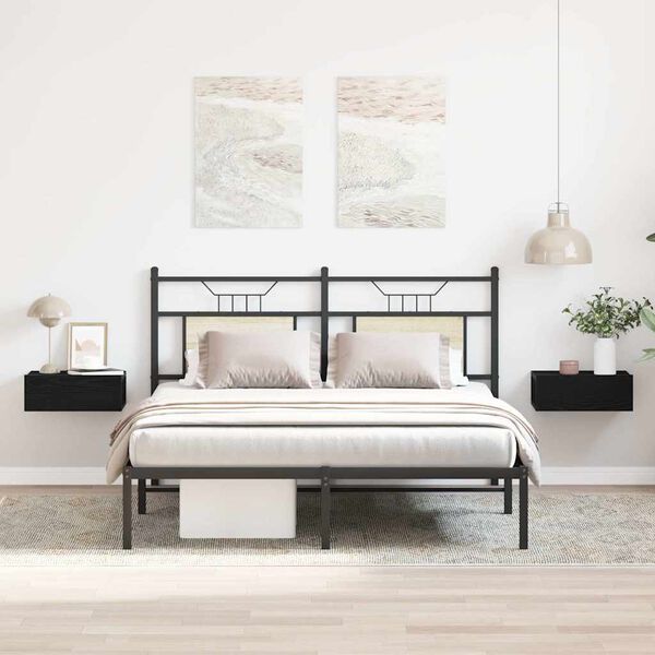 vidaXL Tables de chevet flottantes lot de 2 ch&ecirc;ne noir 40 x 32 x 15 cm bois d'ing&eacute;nierie