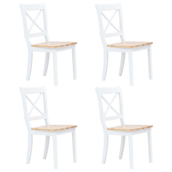vidaXL Ensemble de salle &agrave; manger 5 pcs Bois d'h&eacute;v&eacute;a Blanc et marron