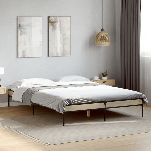 vidaXL Cadre de lit sans matelas chêne sonoma 150x200 cm