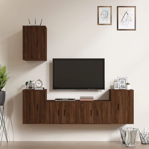 vidaXL Ensemble de meubles TV 5 pcs Ch&ecirc;ne marron Bois d'ing&eacute;nierie
