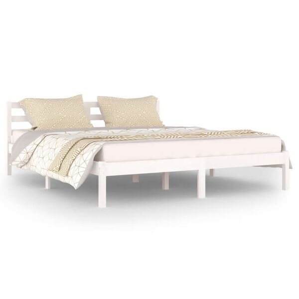 vidaXL Cadre de lit sans matelas bois de pin massif 160x200 cm blanc