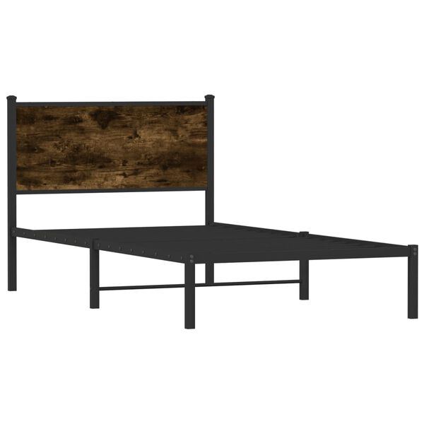 vidaXL Cadre de lit en métal sans matelas chêne fumé 100x190 cm