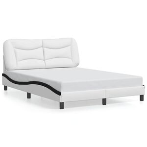 vidaXL Cadre de lit sans matelas Hvar blanc et noir 120x200 cm similicuir