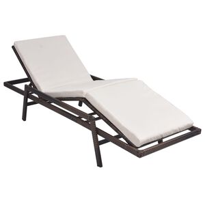 vidaXL Chaise longue avec coussin R&eacute;sine tress&eacute;e Marron
