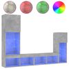 vidaXL Unit&eacute;s murales TV avec LED 4 pcs gris b&eacute;ton bois d'ing&eacute;nierie