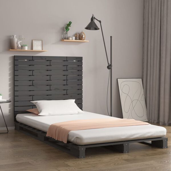 vidaXL T&ecirc;te de lit murale Gris 96x3x91,5 cm Bois massif de pin