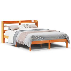 vidaXL Cadre de lit et t&ecirc;te de lit sans matelas cire marron 120x200 cm