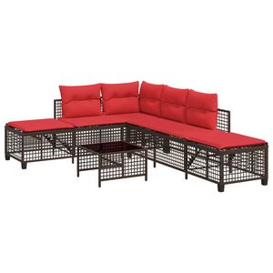 vidaXL Ensemble de canap&eacute; d'angle de jardin 3 pcs avec coussins marron r&eacute;sine tress&eacute;e