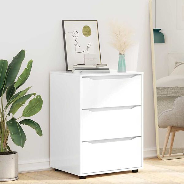 vidaXL Armoire de rangement Blanc brillant 60 x 48 x 81 cm