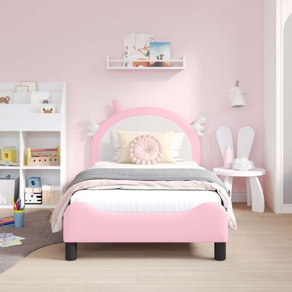 vidaXL Cadre de lit pour enfants avec tête de lit Rose 80 x 160 cm PU