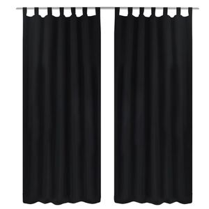 vidaXL 2 pcs Rideau &agrave; Passant Micro Satin Noir 140 x 175 cm