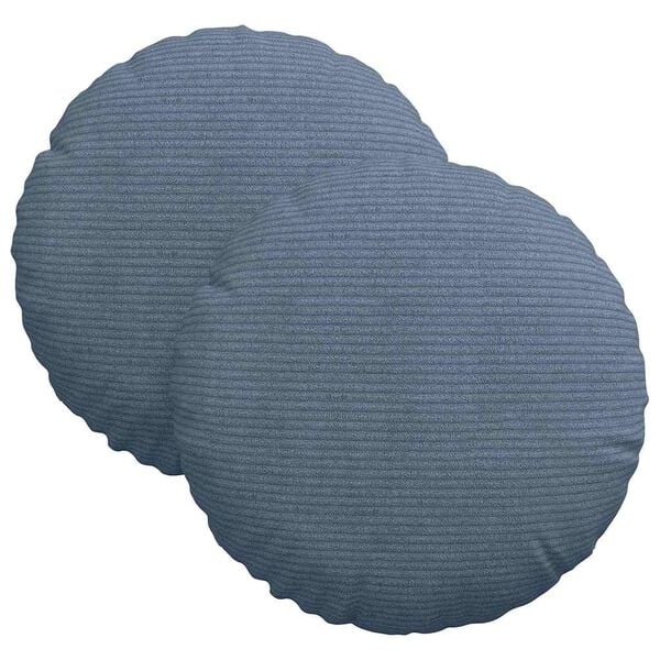 vidaXL Coussins de si&egrave;ge 2 pcs Bleu &Oslash; 30 cm Tissu en velours c&ocirc;tel&eacute;