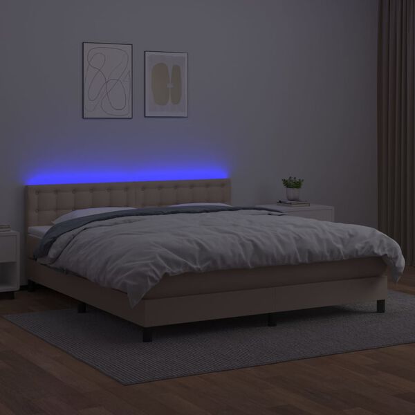 vidaXL Sommier à lattes de lit avec matelas LED Cappuccino 160x200 cm