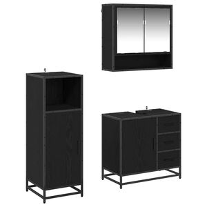 vidaXL Ensemble de mobilier de salle de bain 3 pcs Ch&ecirc;ne noir