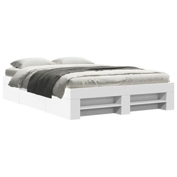 vidaXL Cadre de lit sans matelas blanc 140x190 cm bois d'ingénierie