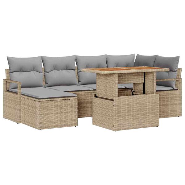 vidaXL Ensemble de salle &agrave; manger pour jardin 7 pcs Beige et gris