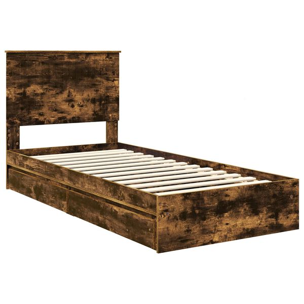 vidaXL Lit de Rangement Ch&ecirc;ne fum&eacute; 90 x 190 cm Bois d'ing&eacute;nierie