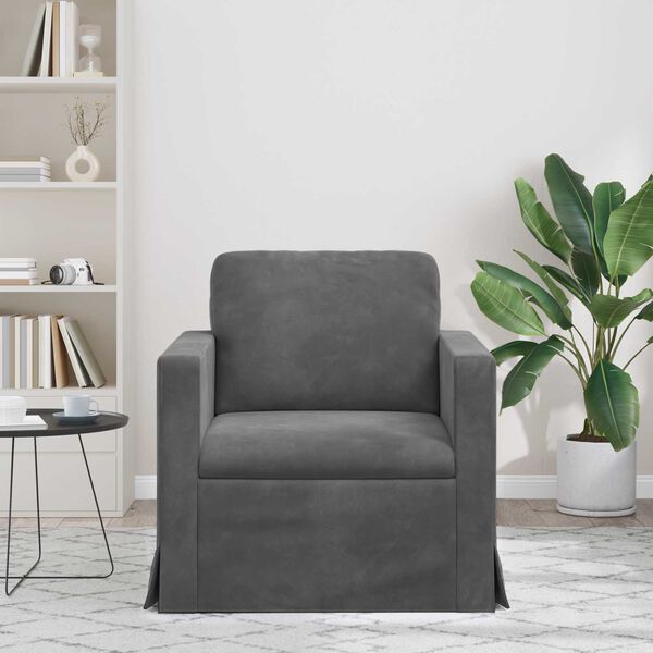 vidaXL Canap&eacute; Gris fonc&eacute; 78 x 78 x 80 cm Velours